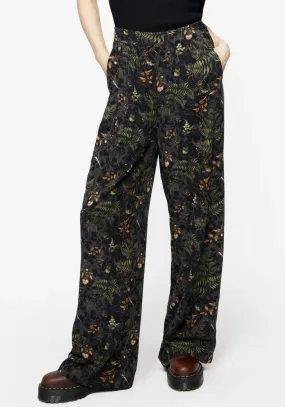 Wither Fern Print Wide Leg Trousers FrictionResistantEdging