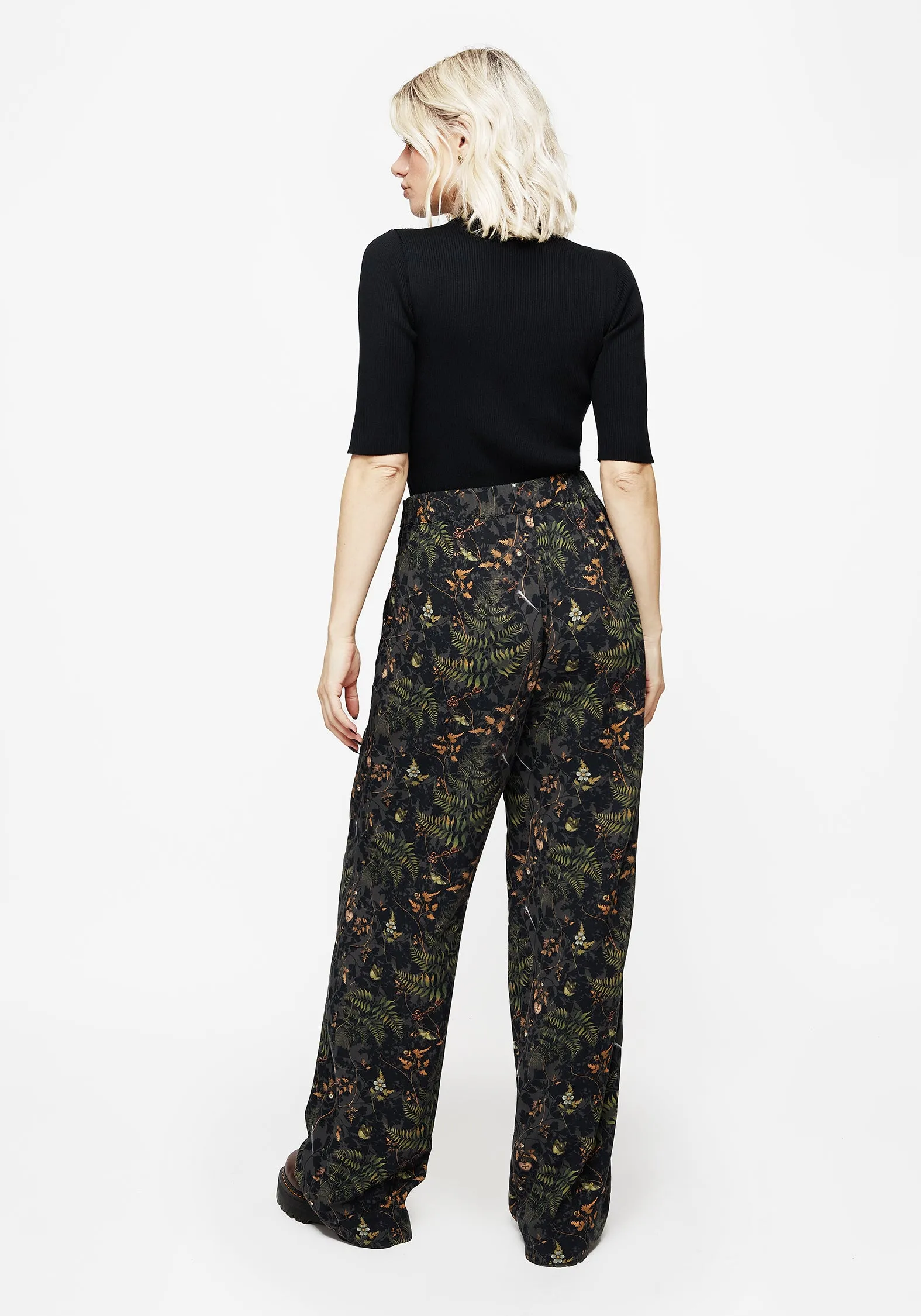 Wither Fern Print Wide Leg Trousers Daily Wear