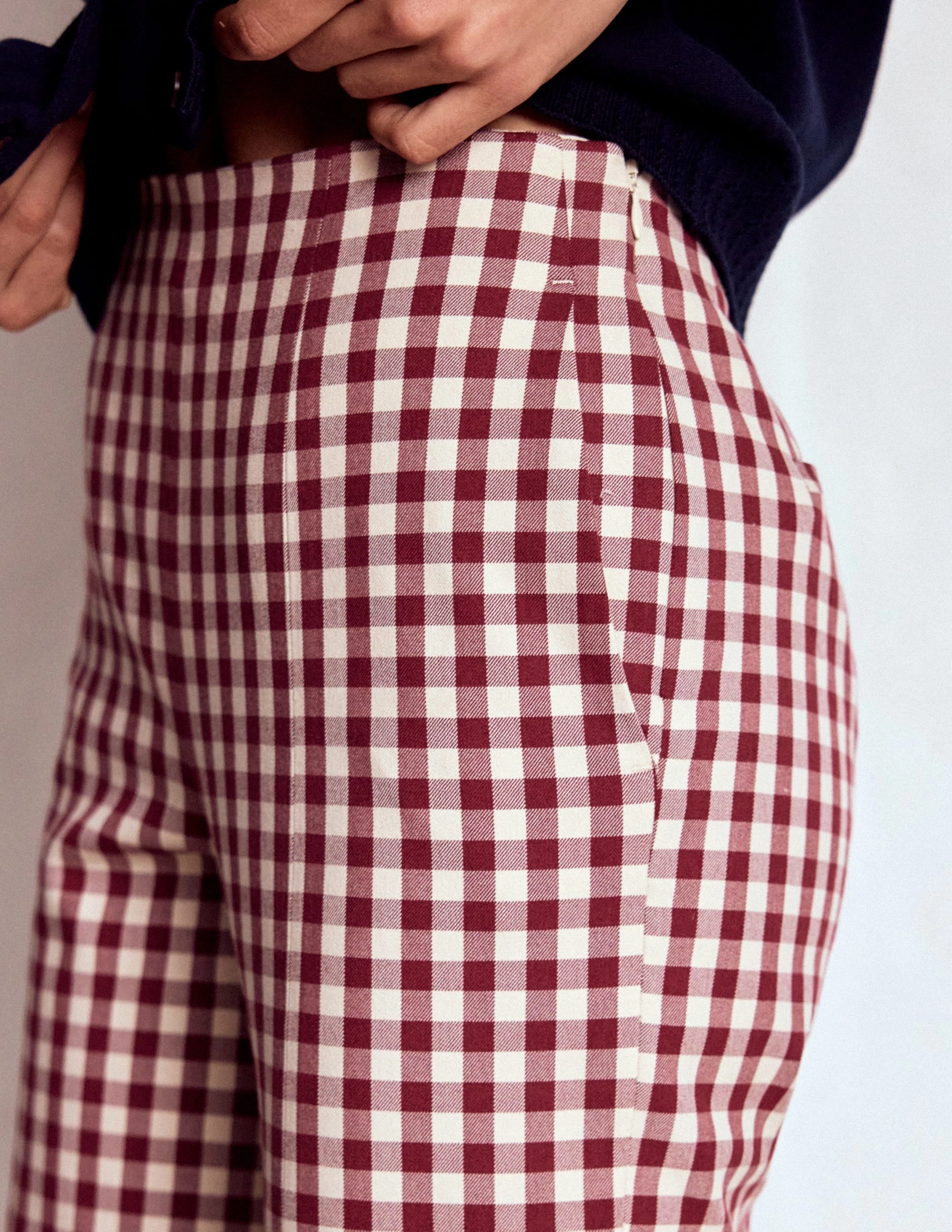 Smart 7/8 Trousers-Chestnut Gingham Ultimate Wear