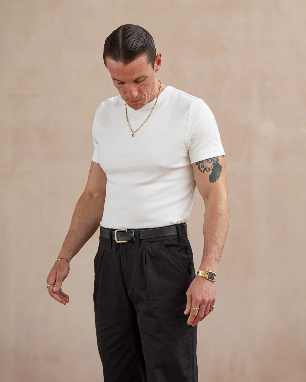 50's Crafted T-Shirt - Off White Circular Knit Construction SlimFit
