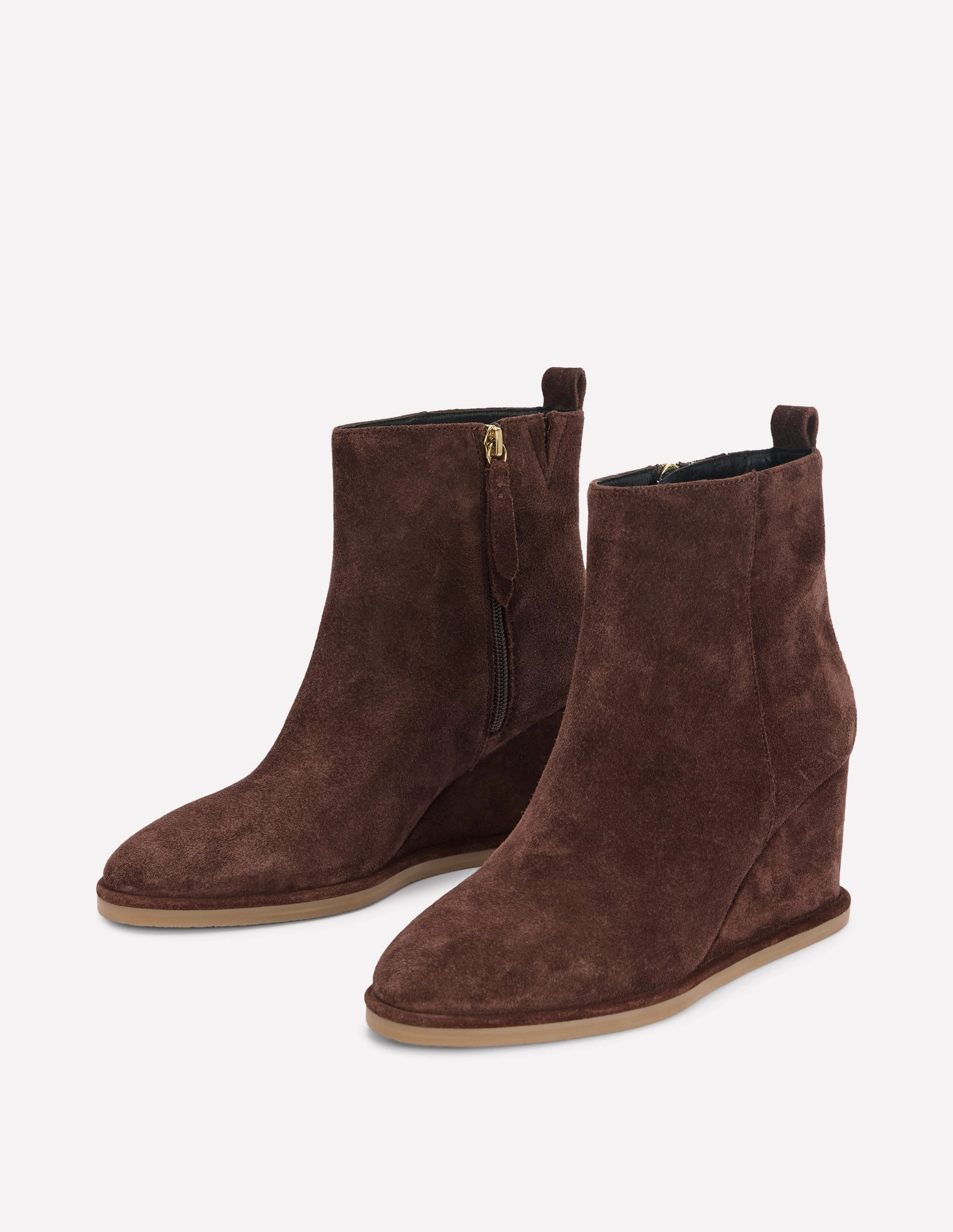 mesh material Smart Wedge Boots-Bitter Chocolate