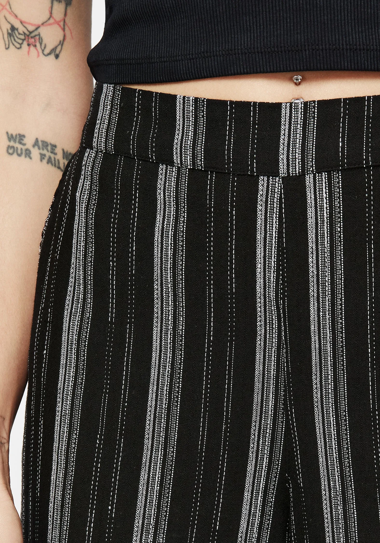 SeamlessConstruction Ergonomic Cut Clandestine Stripe Cotton-Blend Culottes