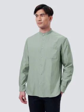 Festival Outfit Designer Touch Oxford Mandarin Collar Casual Shirt | Light Green 27690N