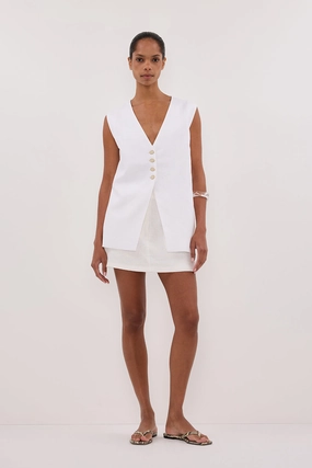 mid-rise EVA OFF WHITE LINEN SKORT
