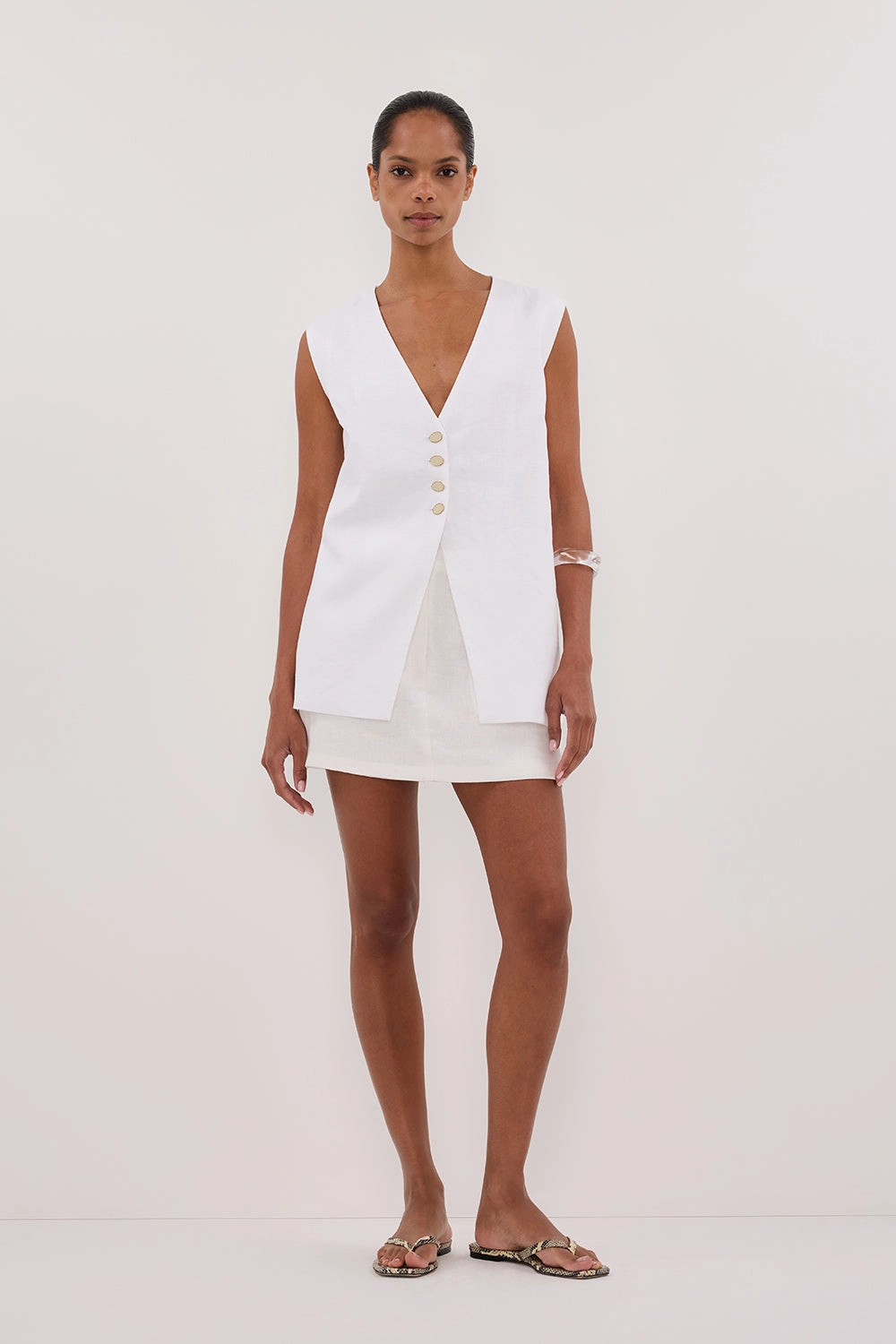 mid-rise EVA OFF WHITE LINEN SKORT