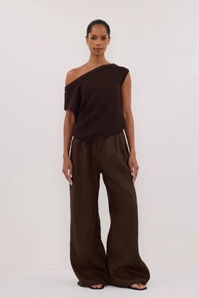 HOLDEN BITTER CHOC LINEN PANT Comfy Movement Fit