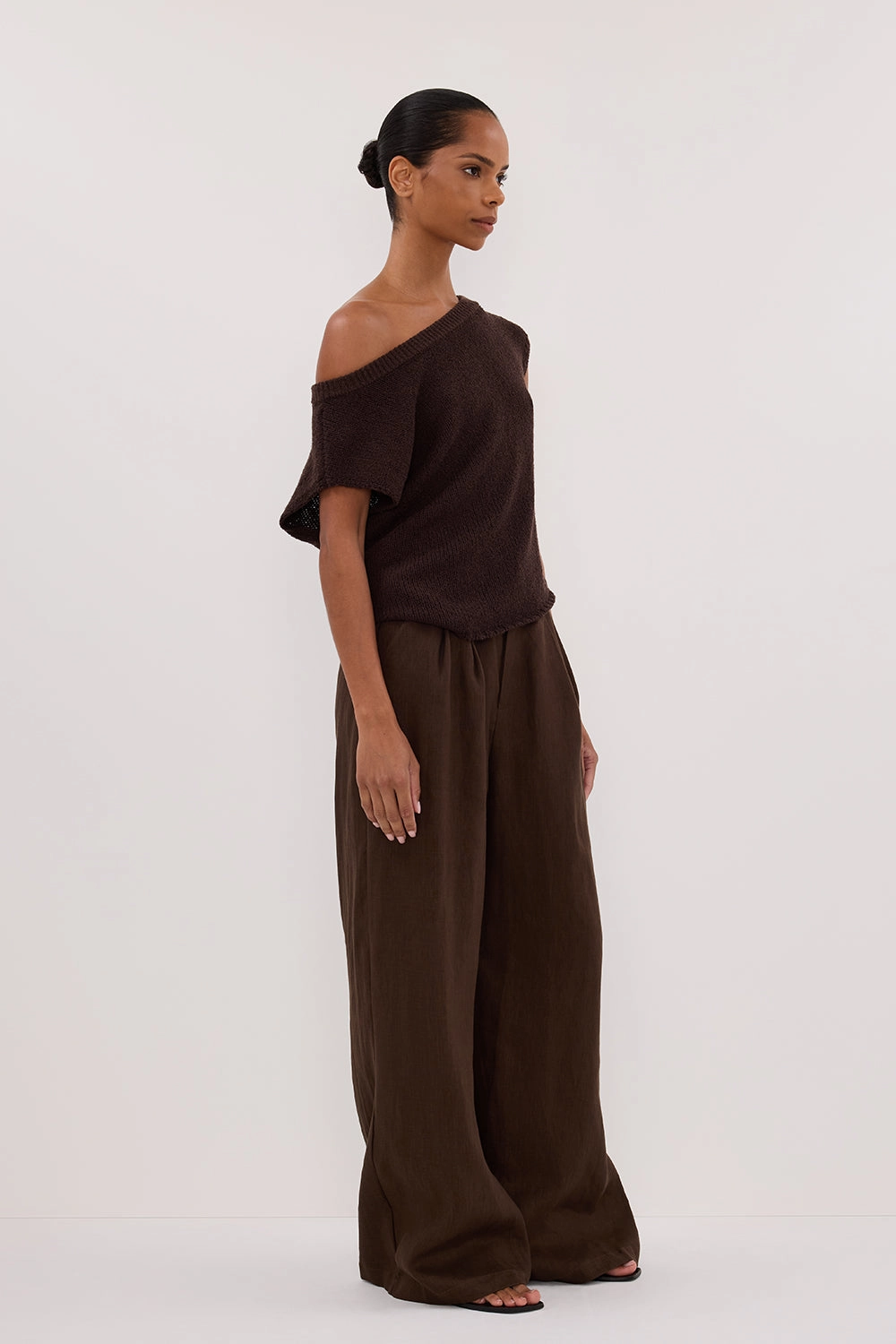 HOLDEN BITTER CHOC LINEN PANT Sporty Fit