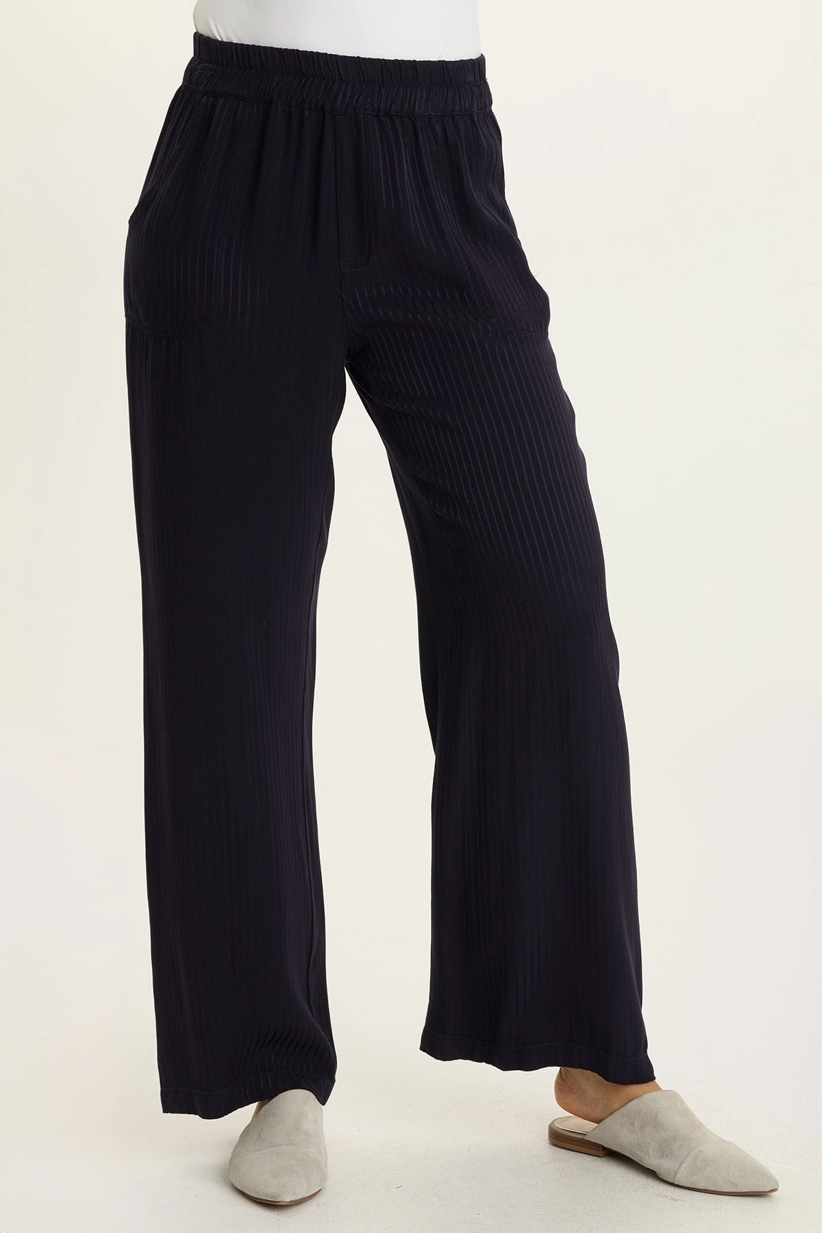 Harmon Satin Stripe Wide-Leg Pant Packable Fit