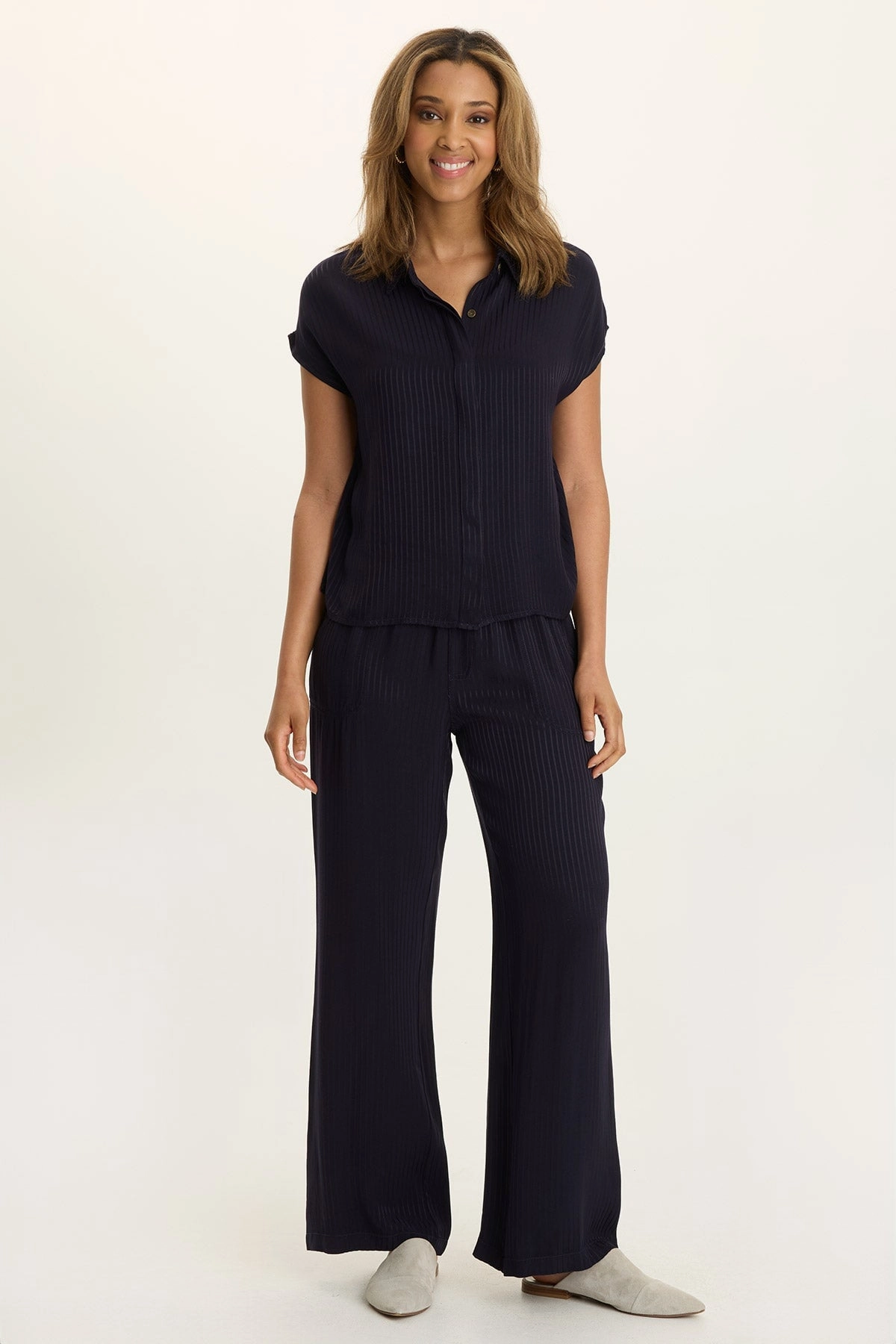 Harmon Satin Stripe Wide-Leg Pant Fashion Staple