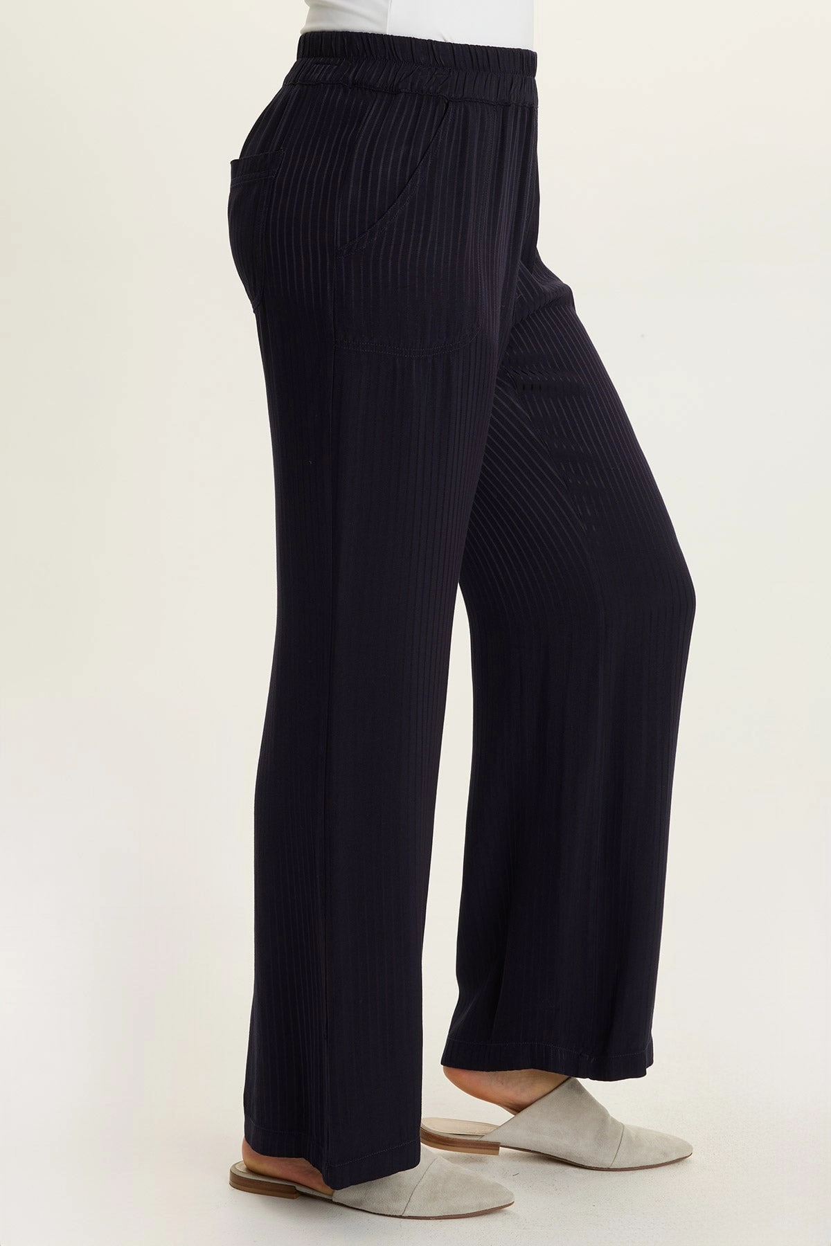 WindResistantMaterial Harmon Satin Stripe Wide-Leg Pant