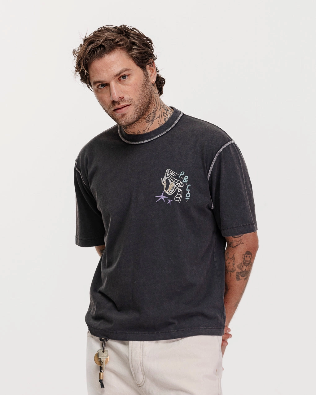 Snakebite Sally's Boxy T-Shirt - Acid Wash Durable Stitching