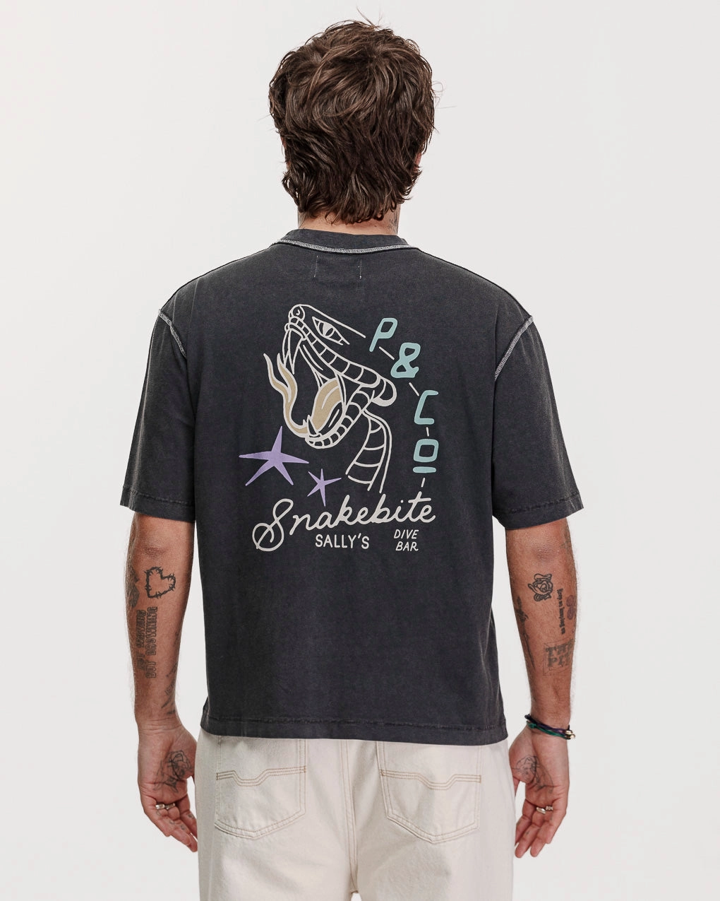 Snakebite Sally's Boxy T-Shirt - Acid Wash Light Casual