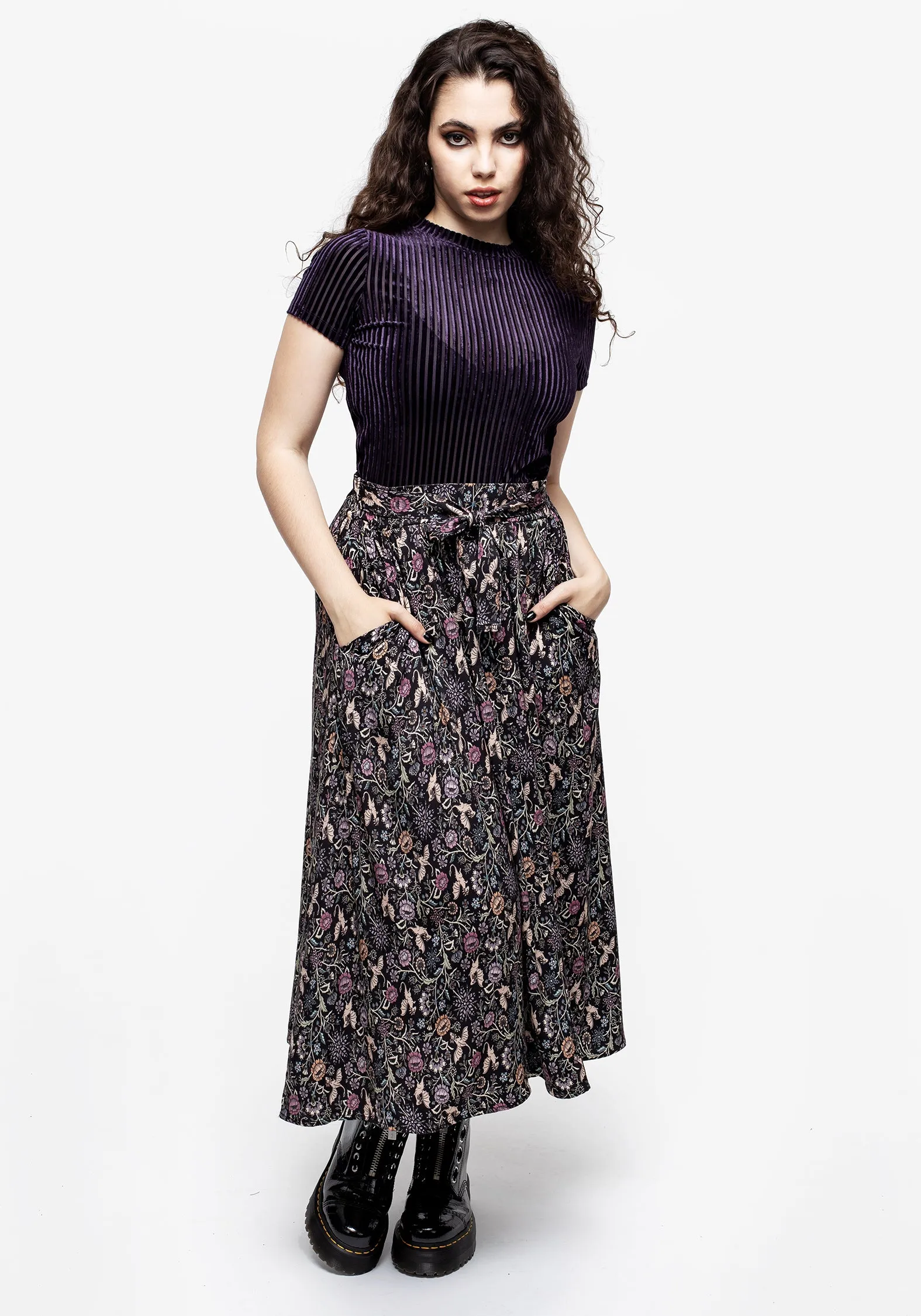 Snapdragon Tie Detail Midi Skirt Everyday Essential Heritage Brand