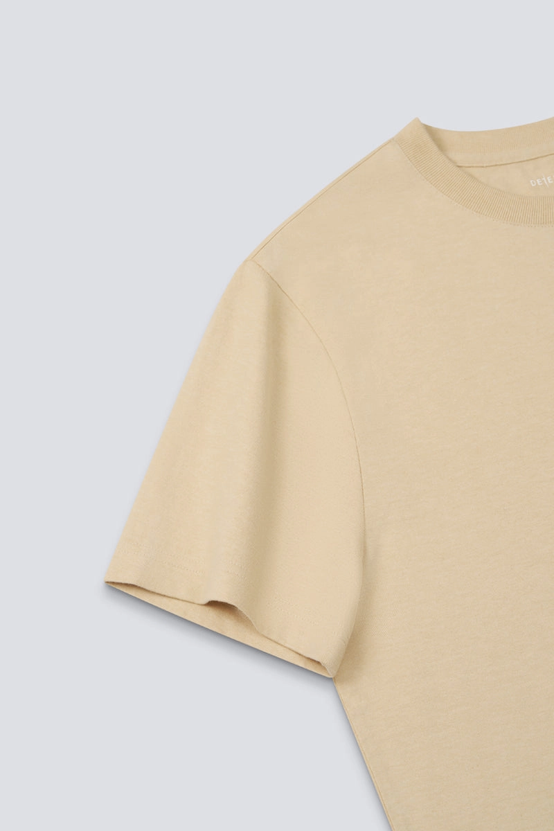 Non Irritating Tags Recycled Polyester TerraTones Natural Dye Crew Neck T-Shirt | Khaki 70688J