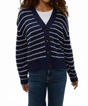 Winter Layering Yarn Dyed Fabric Dodi Striped Cardigan In Nocturnal