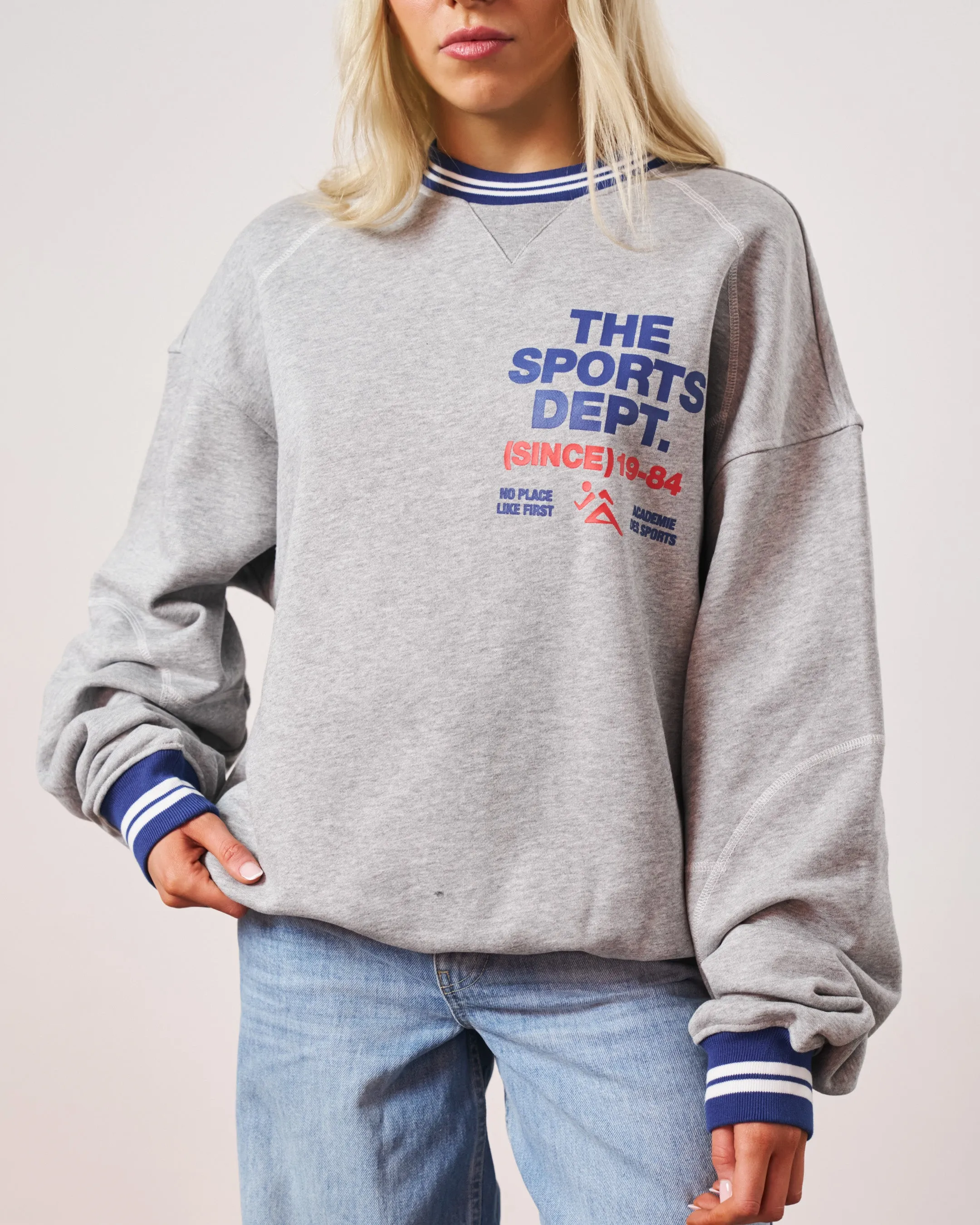 Vice 84 'The Sports Dept' Heavyweight Sweater - Heather Grey Essential Layer Drop Needle Detailing