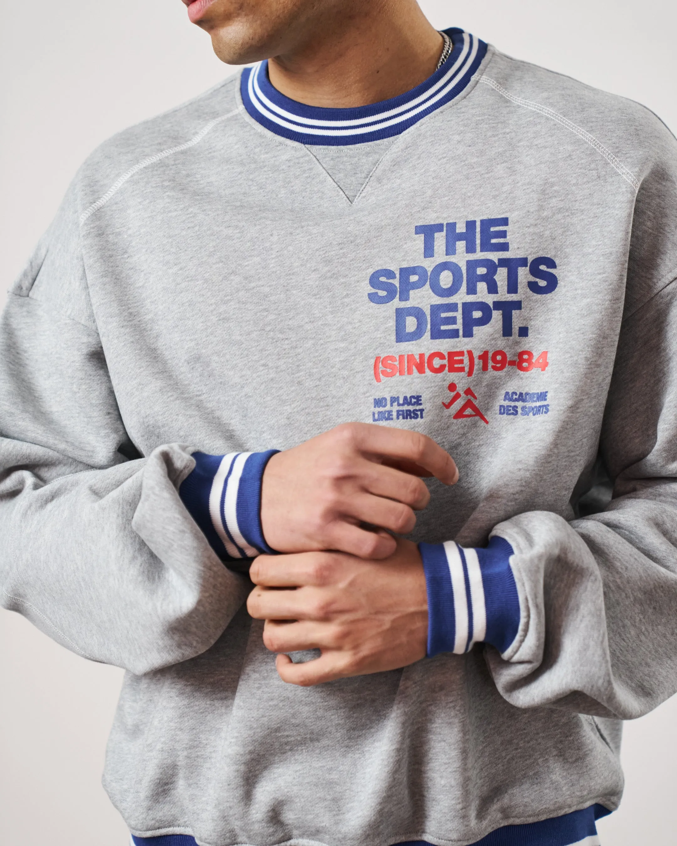 Vice 84 'The Sports Dept' Heavyweight Sweater - Heather Grey Loose Weave