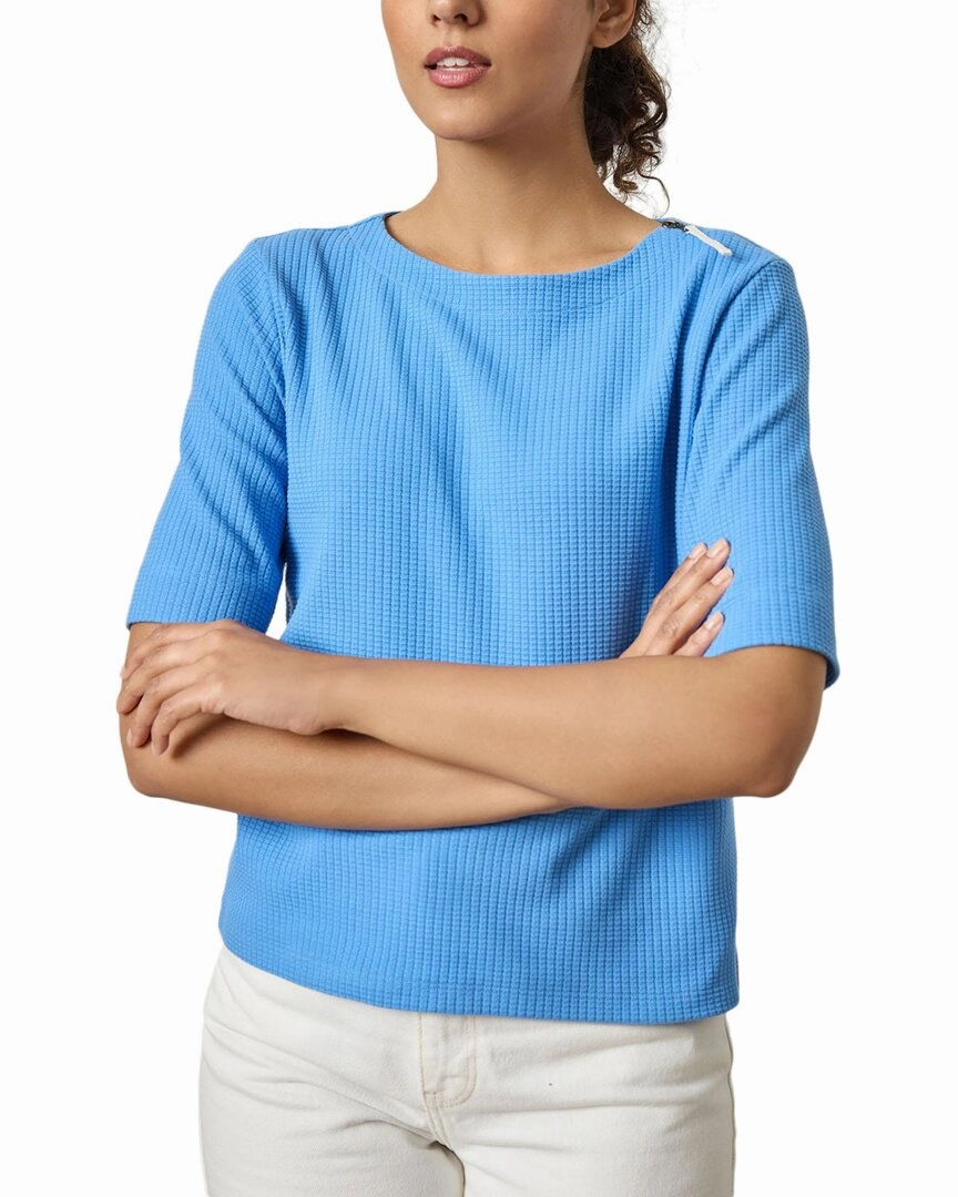 Winter Must-Have Lilla P Zippered Elbow Sleeve Crewneck Shirt