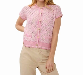 Short Sleeve Cardigan In Rose Trendy Design