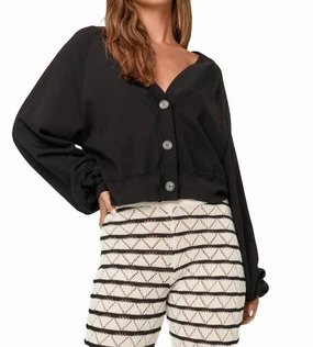 Francina Button Front Cardigan In Black Classic Look Classic Winter