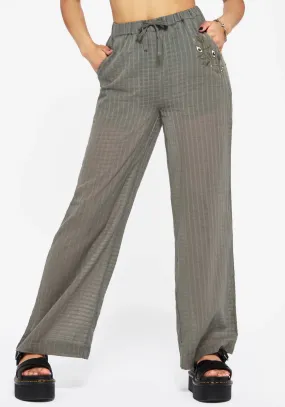 Urban Utility Koax Cotton Check Embroidered Beach Trouser
