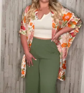 Dolly Summer Floral Kimono In Multicolor Biodegradable Fiber Option