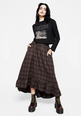 Signature Line Embla Check Ruffle Maxi Skirt