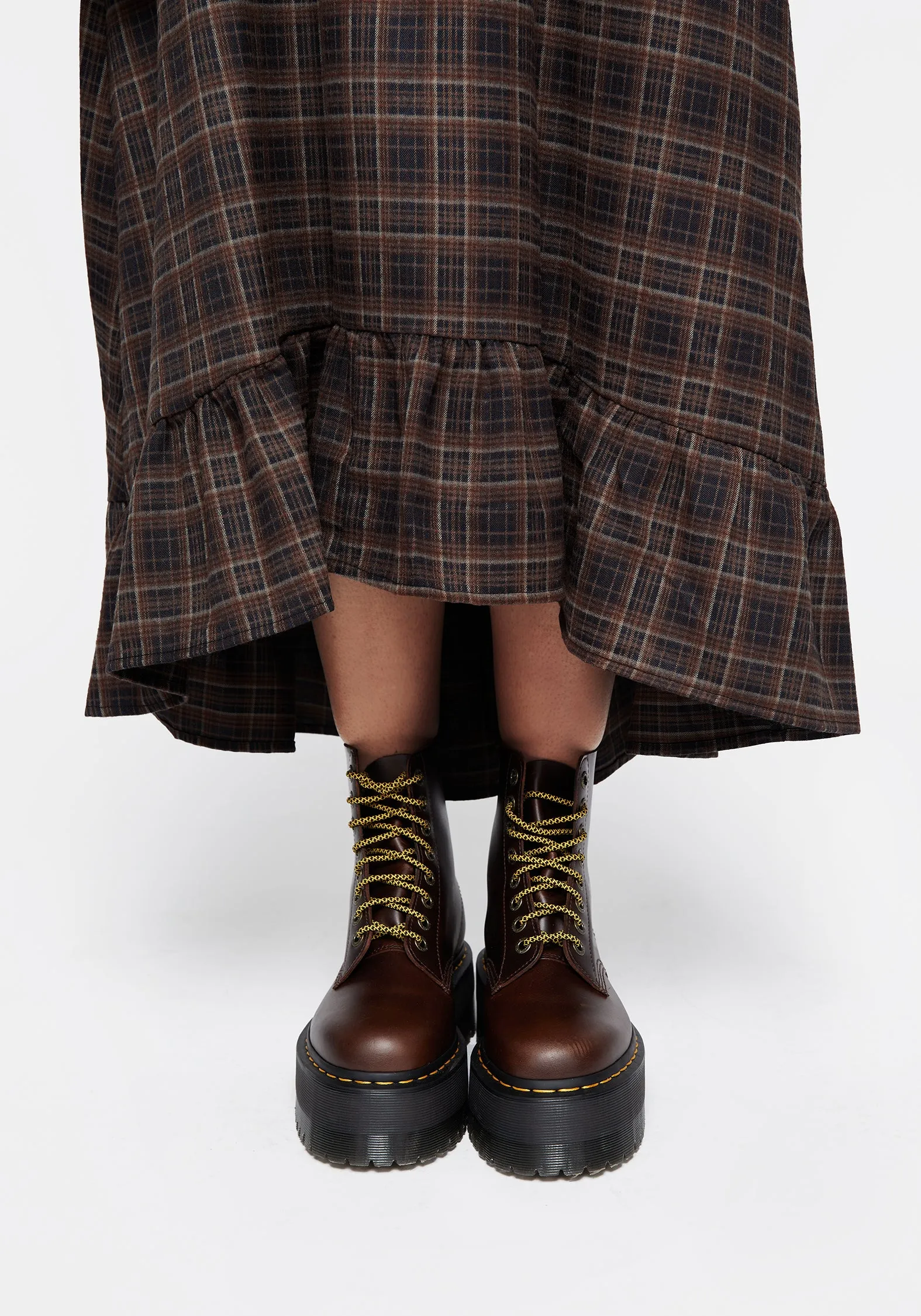 Everyday Comfort Embla Check Ruffle Maxi Skirt