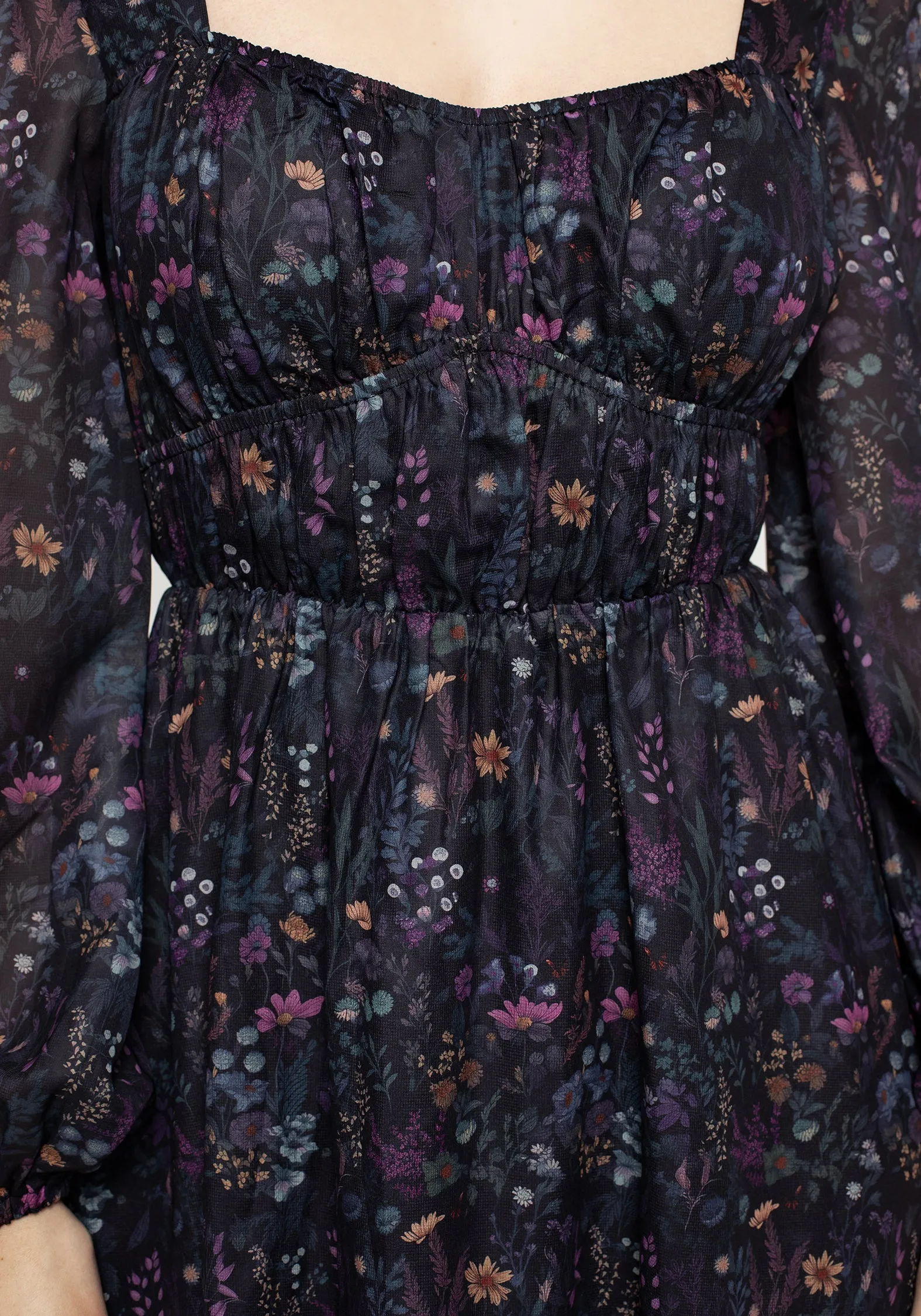 Elegant Piece Heliotrope Floral Print Chiffon Mini Dress