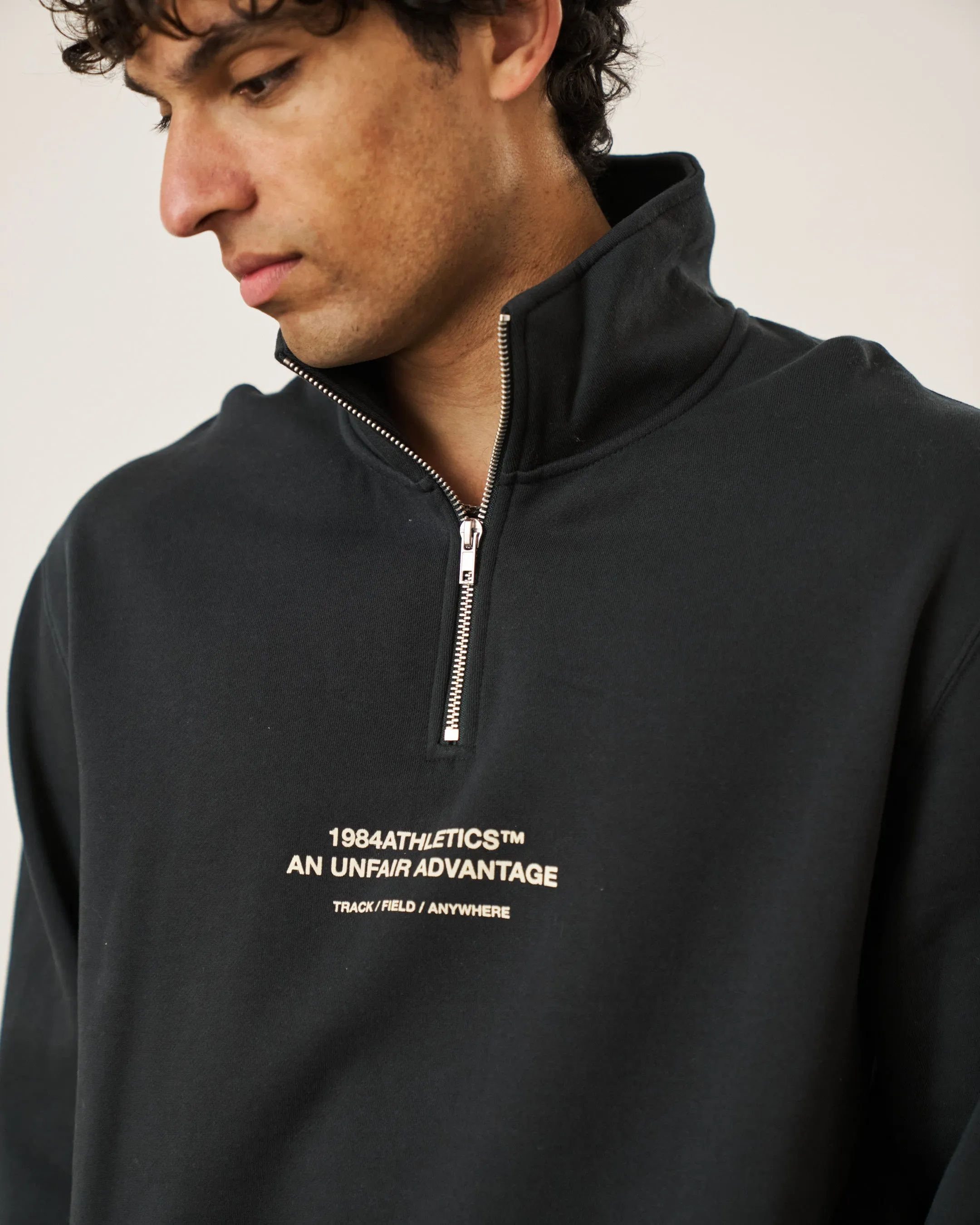 Effortless Warmth Knitted Look Vice 84 'Athletics' 1/4 Zip Sweater - Navy