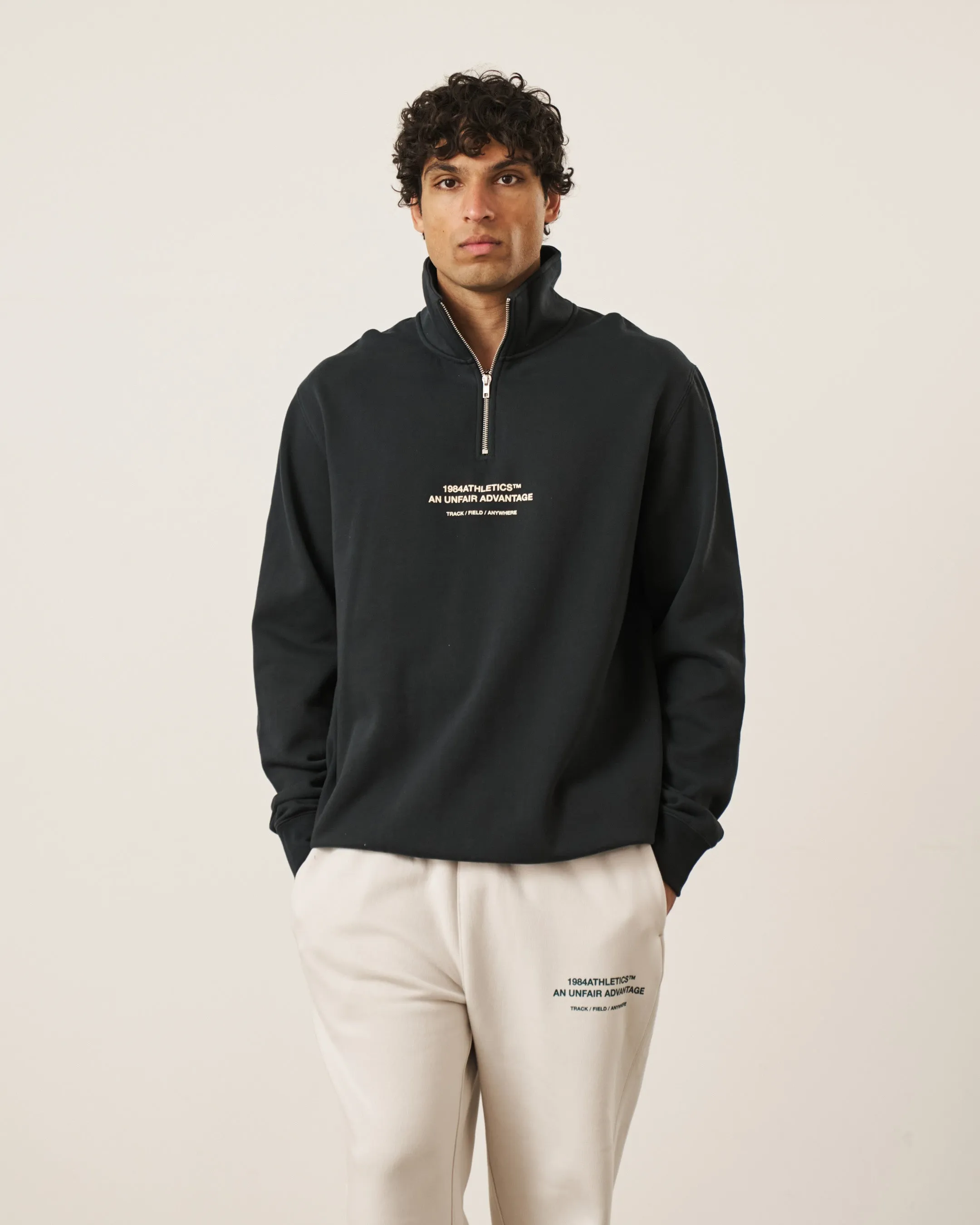 Vice 84 'Athletics' 1/4 Zip Sweater - Navy Thermal Insulation