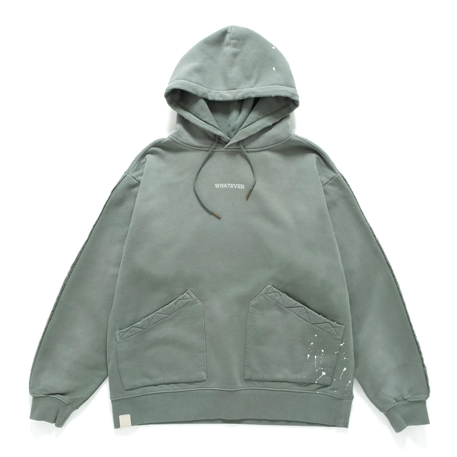 (SW470) Garment Dye Wash Hoodie Elastic hem Knit Layering