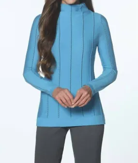 Novelty Stitch Sweater In French Blue/steel Sophisticated Knit