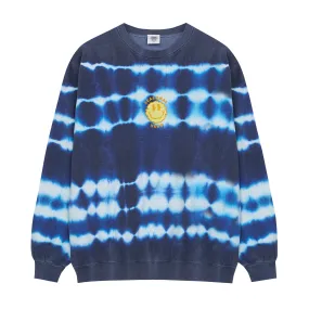 Soft Knit Quick Drying Technology Seasonal Hero 'Trippy Smiler' Tie Dye Washed Sweater - Navy & White