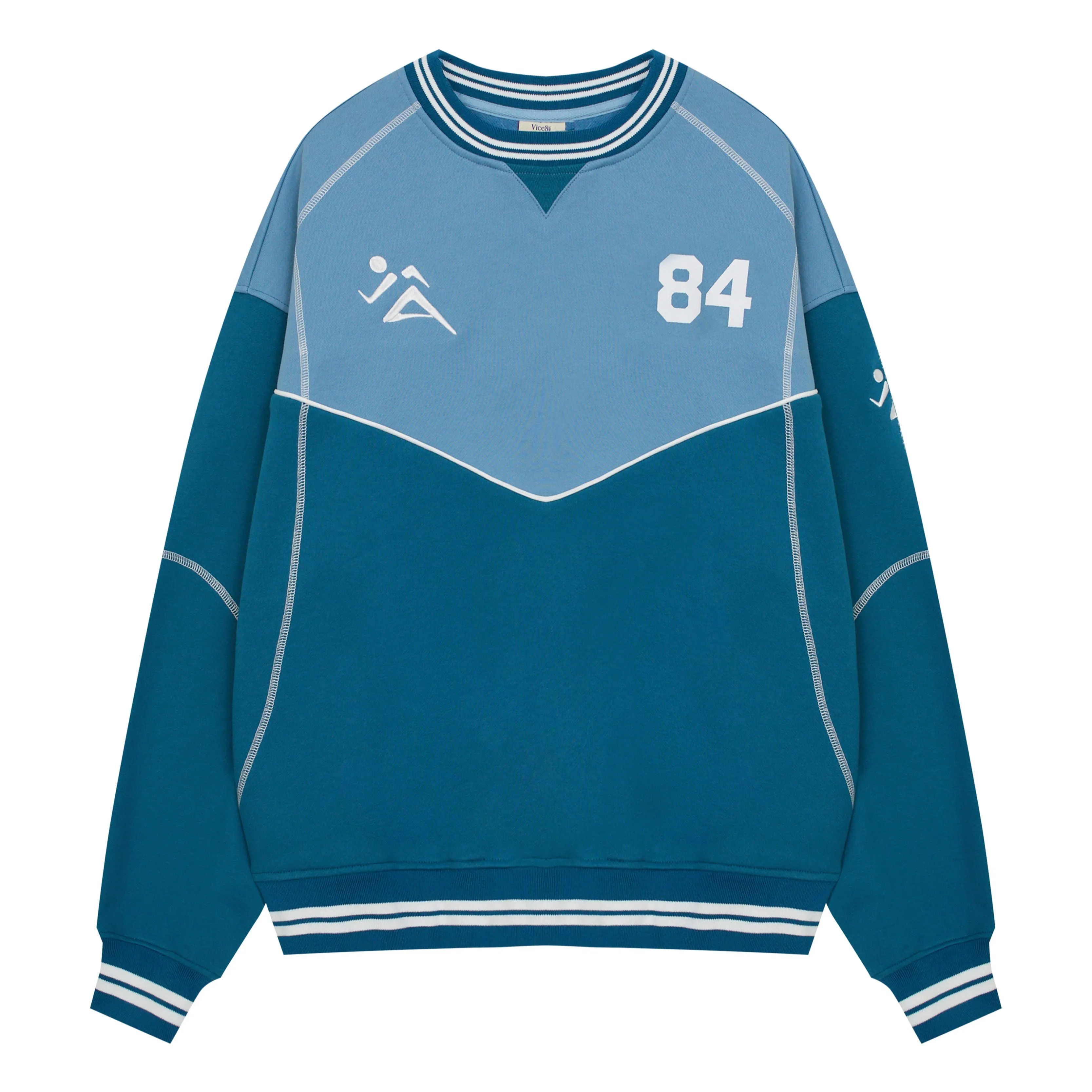 Elegant Knit Vice 84 'Warm Up' Heavyweight Panel Sweater - Blue