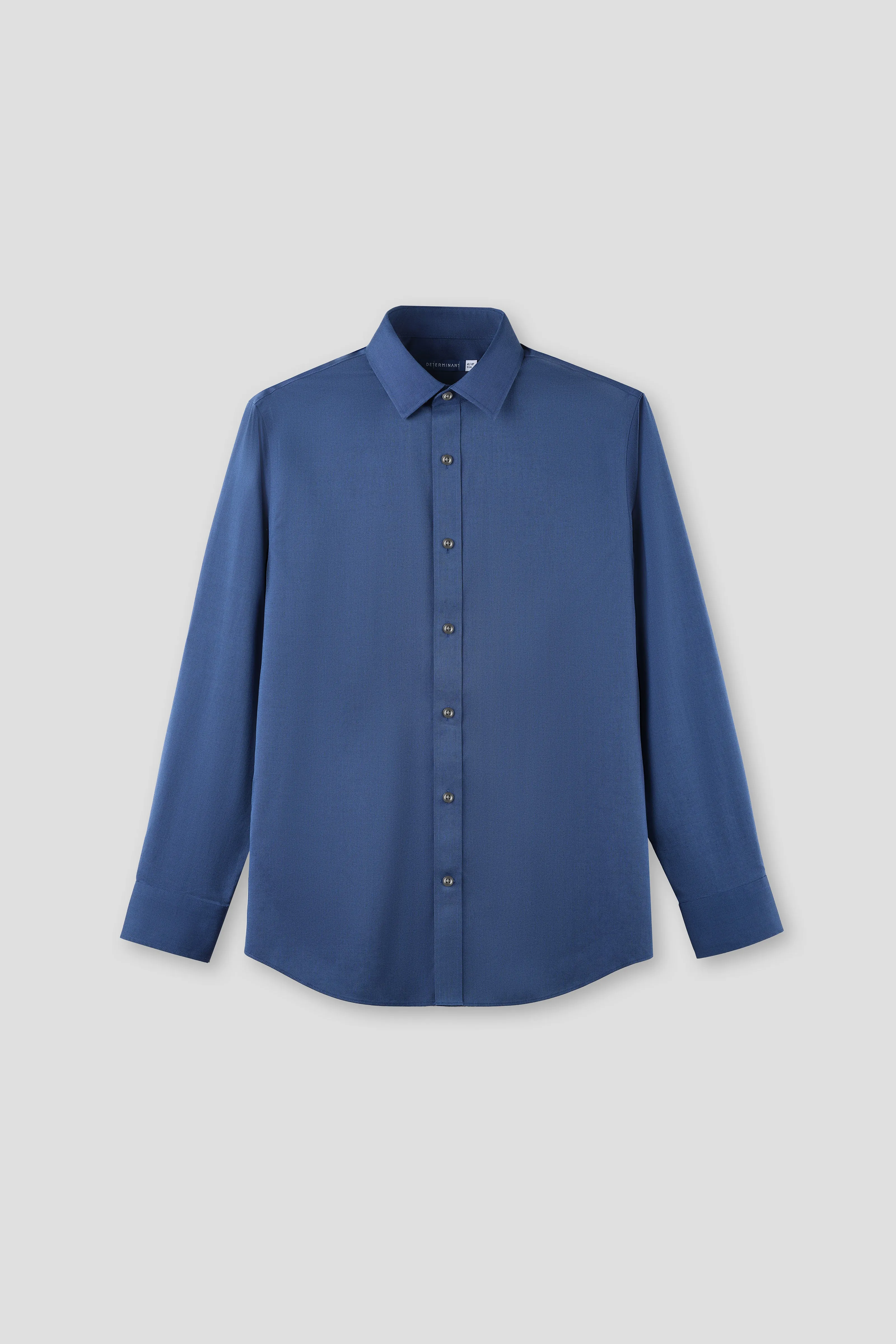 Ribbed Trim Day-To-Night Wear ??Frozen in Tones?? Waterless Dye Dress Shirt | Midnight Ice 22811N