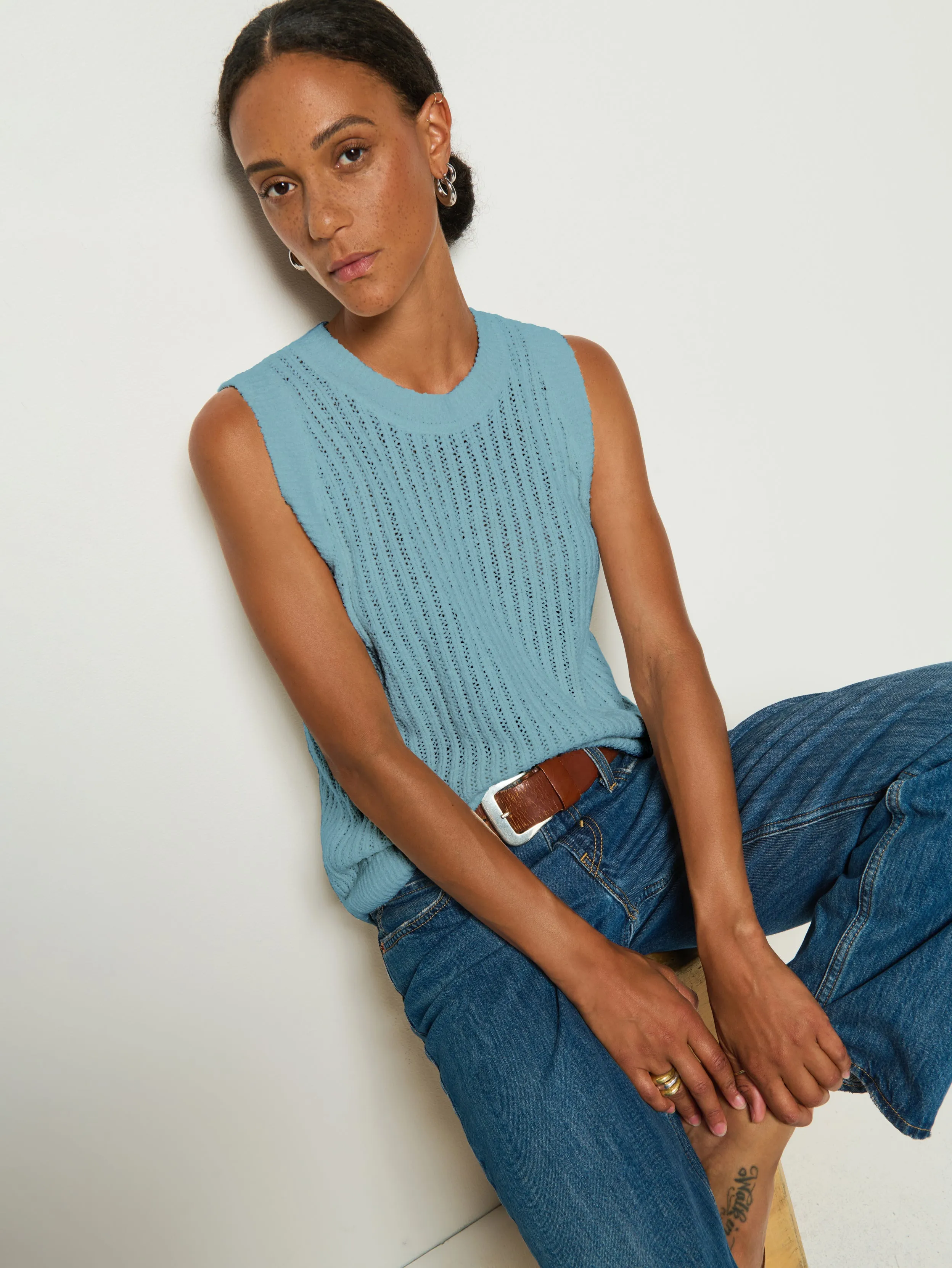Light Reflective Trim Comfortable Wear Elliana Knit Tank