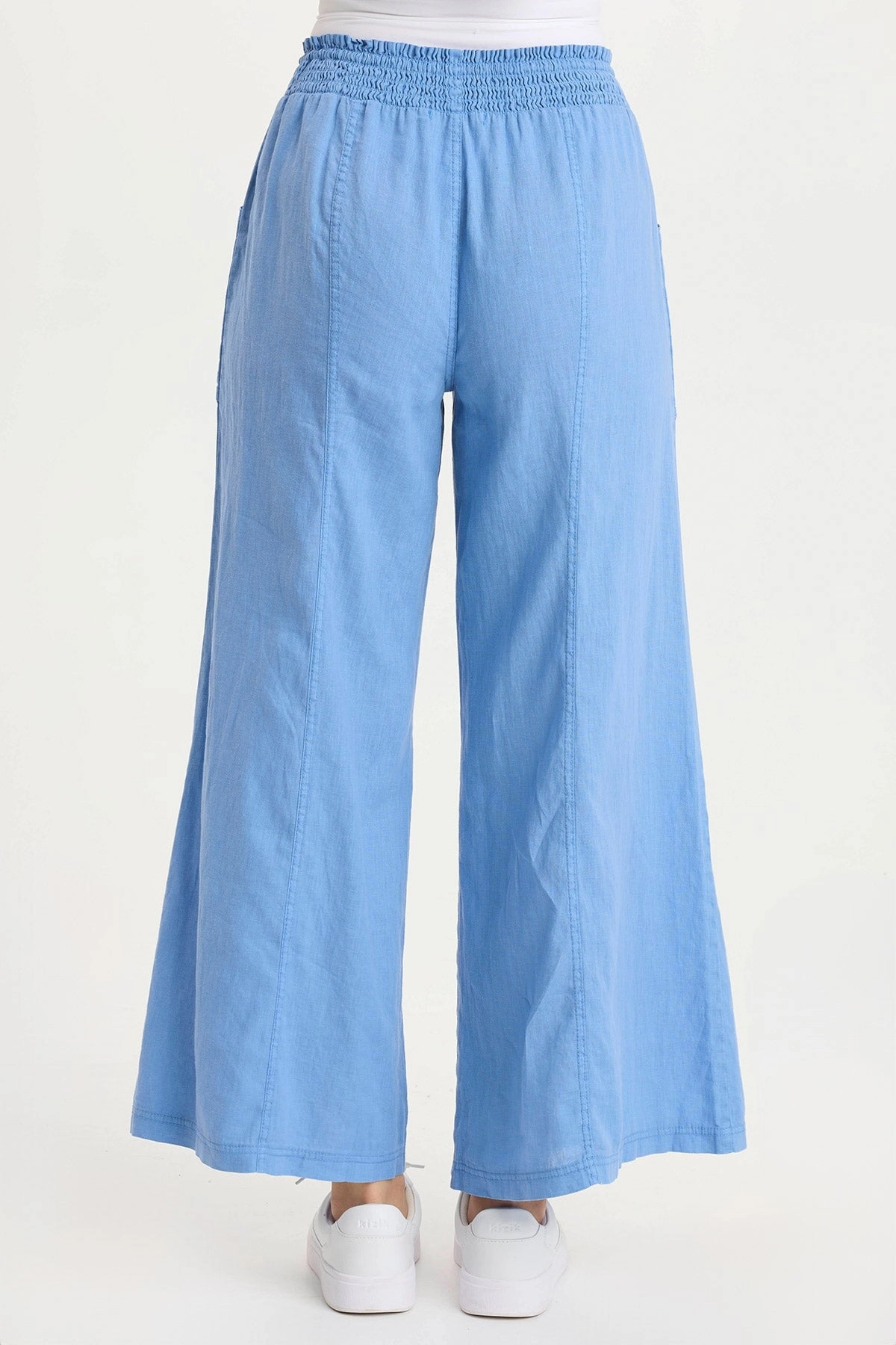 Light Waist Easy Pack Pia Paper-Bag Waist Linen Wide Leg Pant