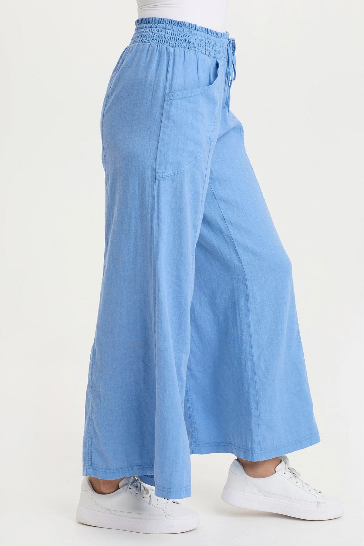 Pia Paper-Bag Waist Linen Wide Leg Pant Commuter Ready Hygienic Inner Layer