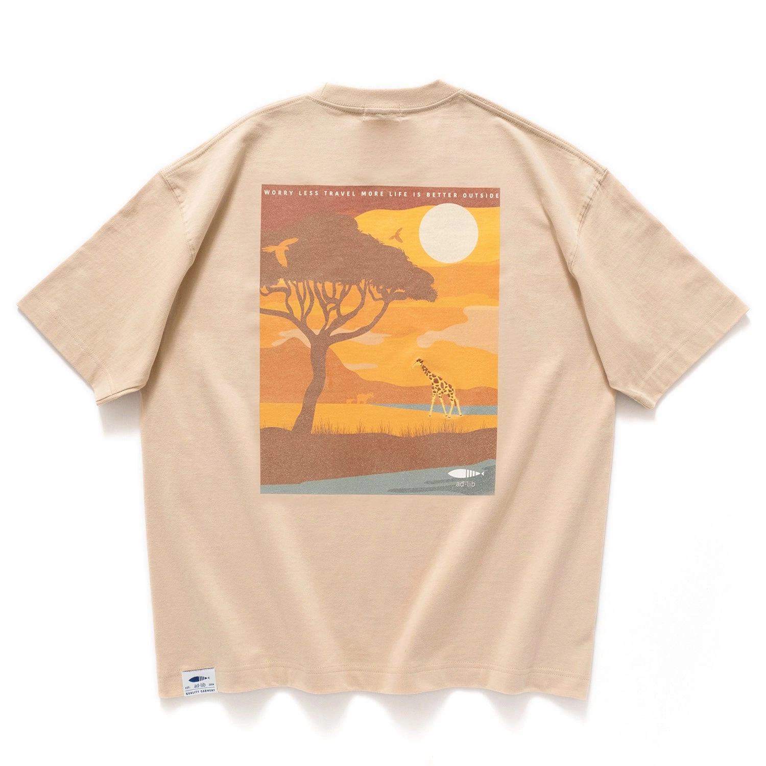 (ZT1511) Giraffe Embroidery Double Pocket Tee LowImpactDye