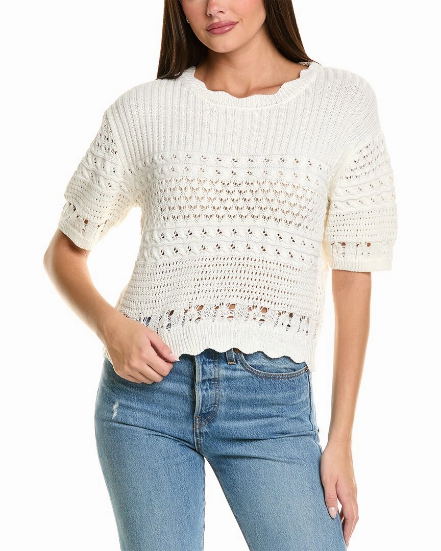 Natural Fiber Blend Abrasion Resistant Edging CELESTINE SEI Pointelle Sweater