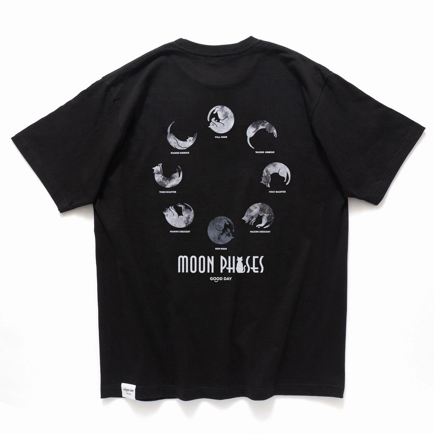 (ZT1654) Cat Moon Phases Graphic Tee windproof
