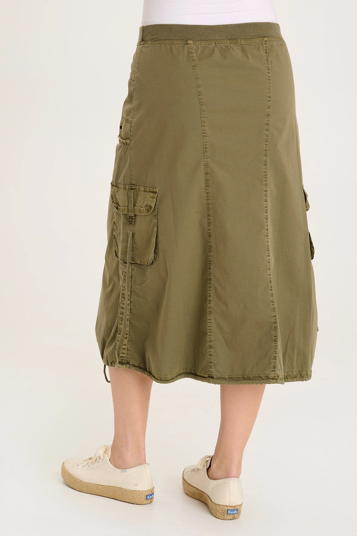 Leather Look Castalina Poplin Cargo Midi Skirt