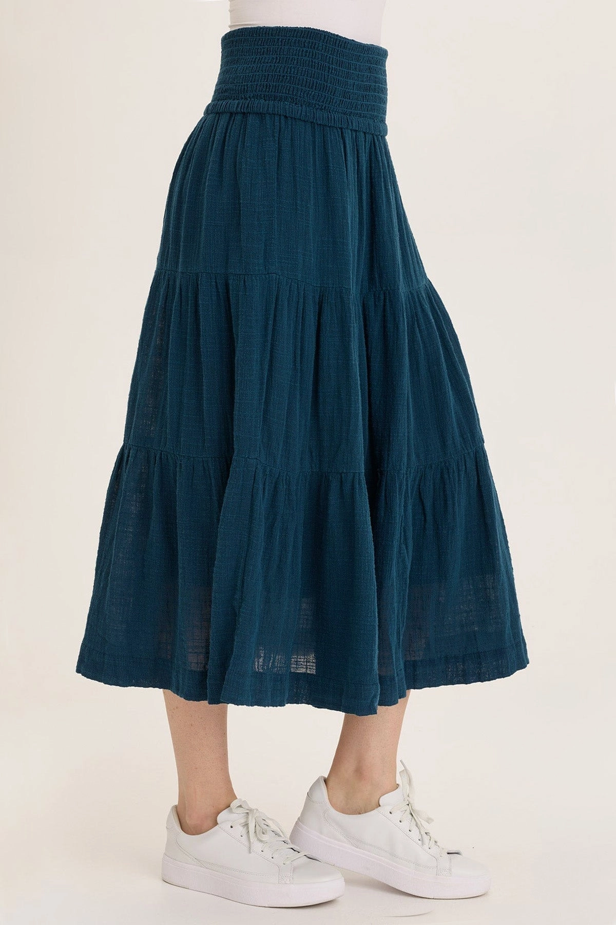 Paigene Gauze Tiered Skirt Metallic Finish