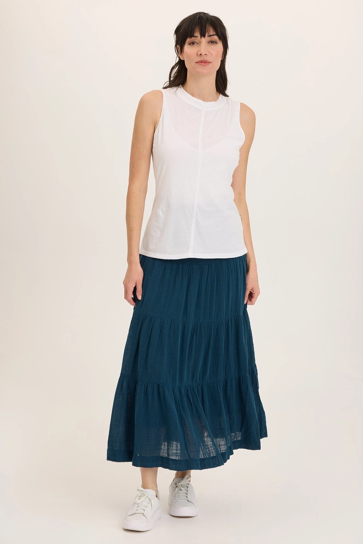 Paigene Gauze Tiered Skirt Reinforced Pockets
