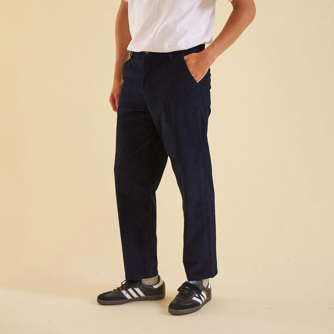 Flattering Shape bound 'Ocean Navy' Corduroy Trousers