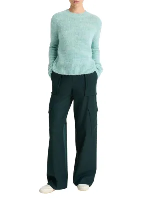 Thermal Lock Stitching Women's Multicolor Marl Crew Neck Sweater In Wave Gem Marl