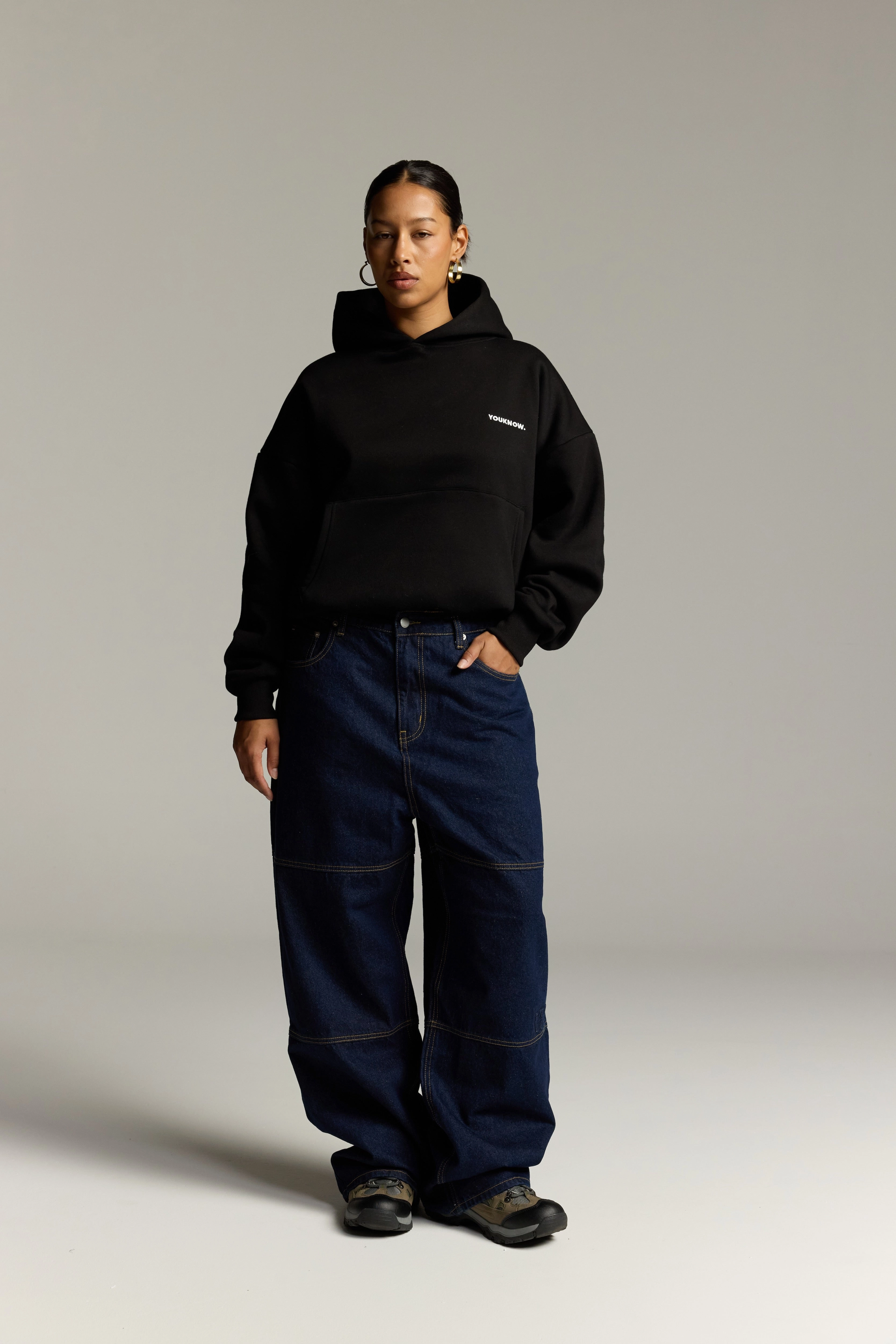 Flying fox like Reinforced Edges Core Box Hoodie | Black