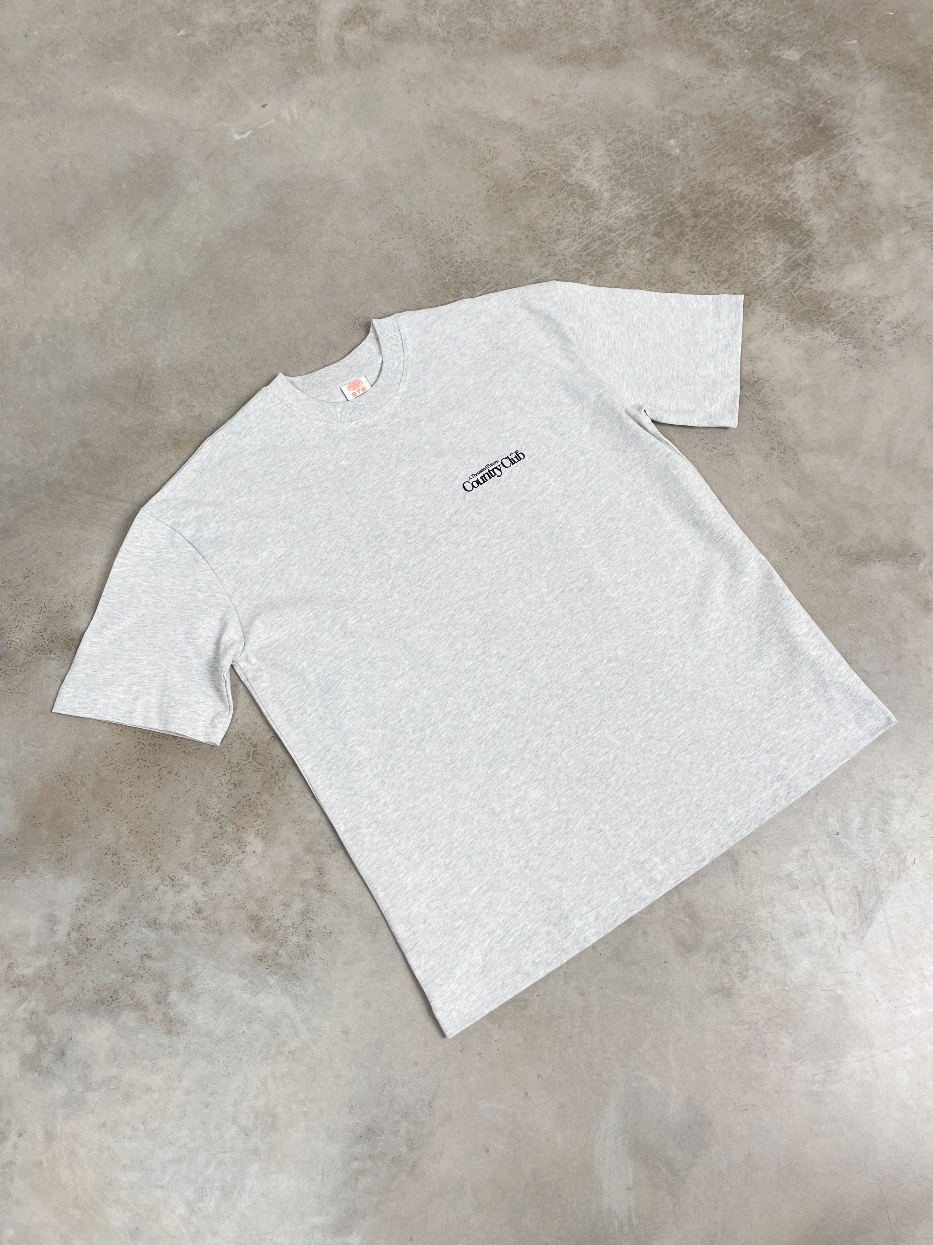 A Thousand Futures x GK 'Country Club' Tee - Ash Grey *FRONT PRINT ONLY* Essential Fashion Anti Pilling Treatment