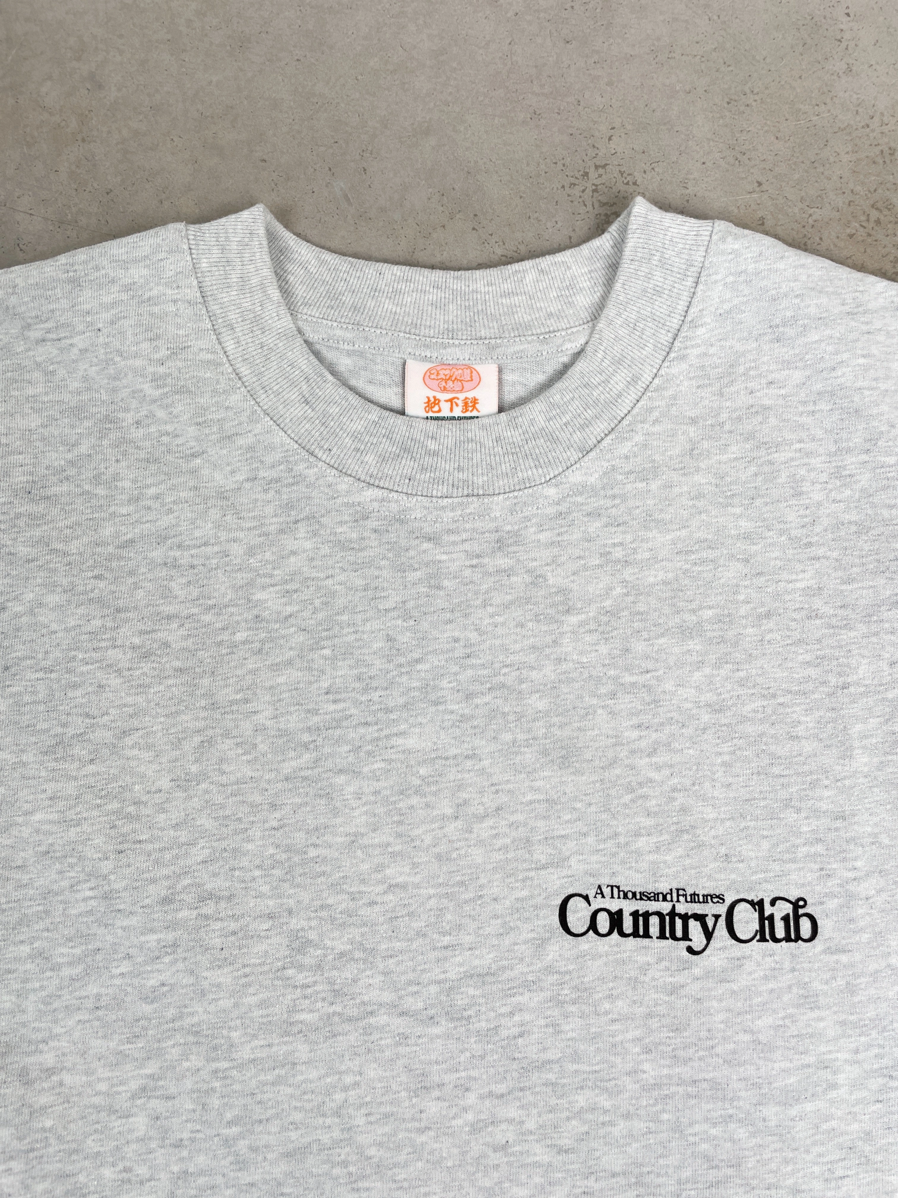 Classic Crew Neck Basic Wear A Thousand Futures x GK 'Country Club' Tee - Ash Grey *FRONT PRINT ONLY*